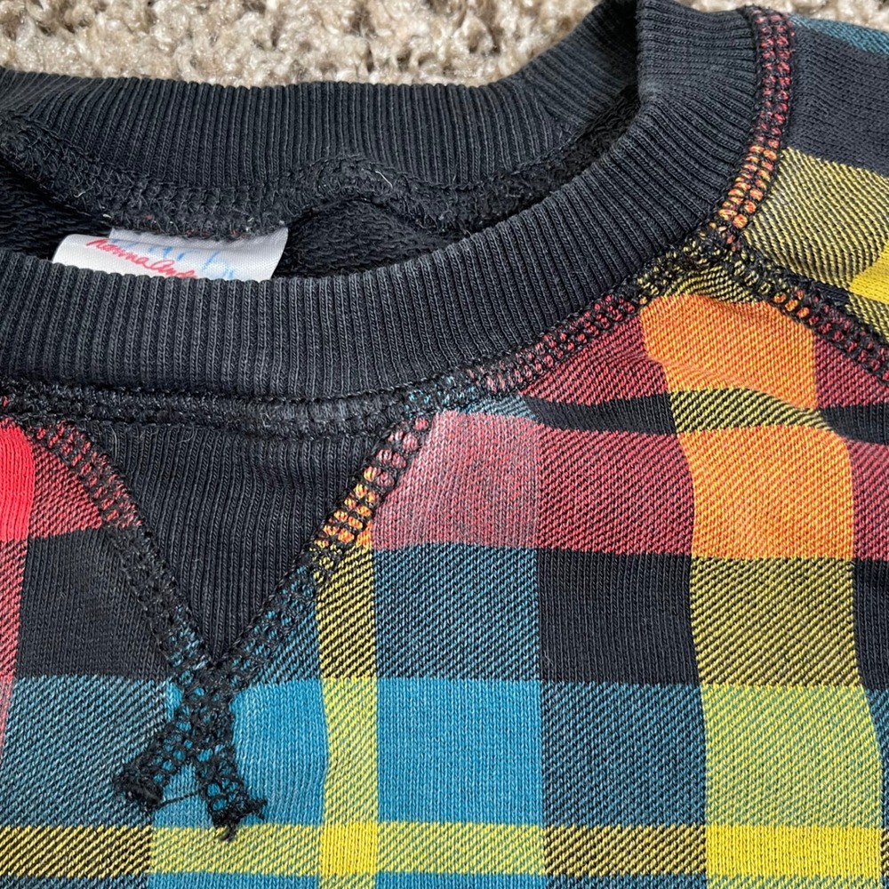 Hanna Andersson Kids Plaid Sweatshirt Size 12 Multicolor Cotton Raglan Holiday - Picture 2 of 5